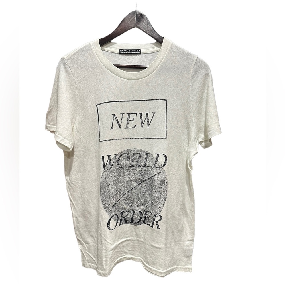 Prince Peter  New World Order Distressed Off White Tee Shirt SMALL NWT Unisex